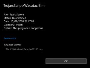 Trojan:Script/Wacatac.B!ml - Tanım Ve Kaldırma. How To Fix?