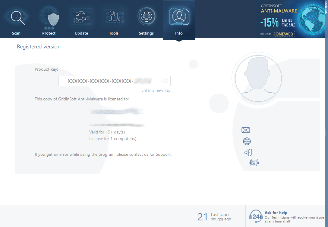 Info tab in GridinSoft Anti-Malware